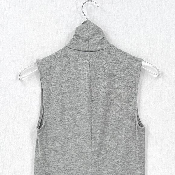ENZA COSTA Lurex Jersey Sleeveless Turtleneck Top Womens Medium Light Gray NEW - Picture 5 of 13